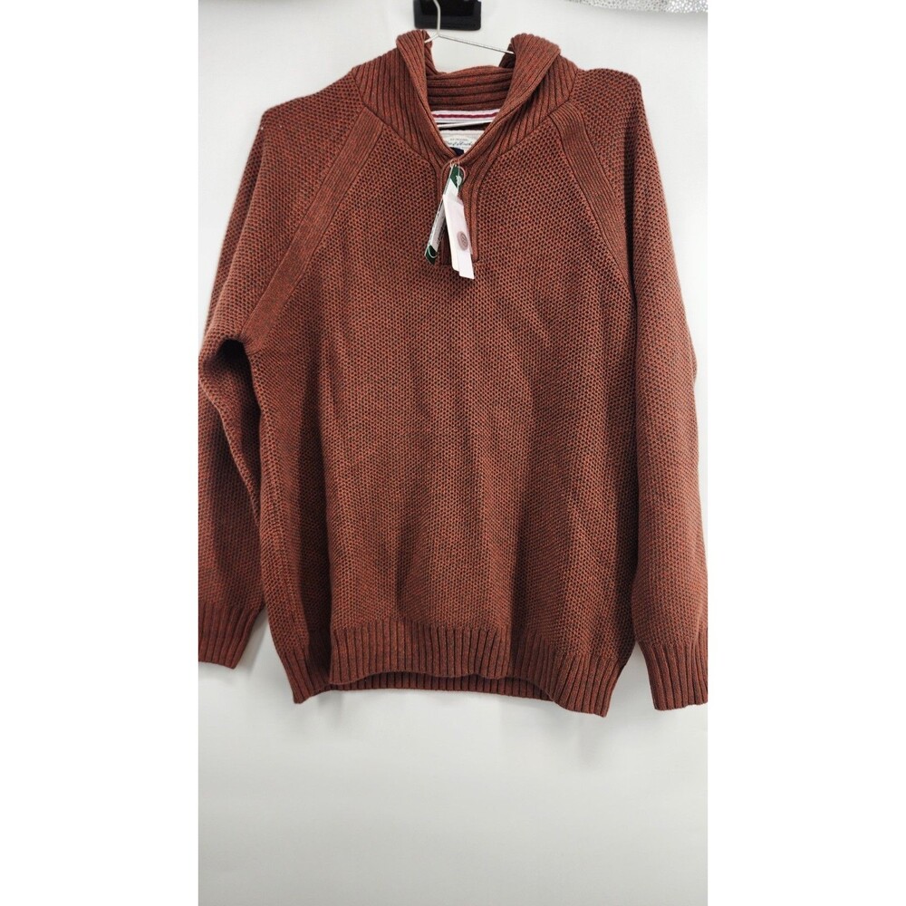 Flag & Anthem Men's Burnt Orange Medium Santana Textured‎ Shawl Collar Sweater